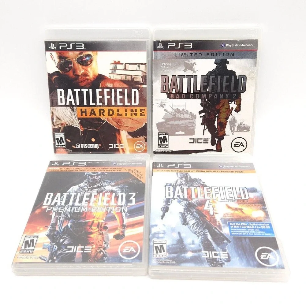 Lot Of PS3 Video Game Battlefield 3, 4 Bad Company 2 Hardline Sony Playstation 3